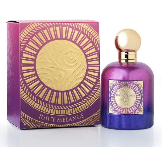 Unisex Juicy Melange Paris Corner Eau de Parfum bottle with elegant design, showcasing the Paris Corner fragrance.