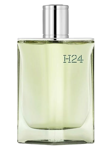 Hermes H24 Eau de Parfum for Men bottle with sleek design and minimalist label, displayed against a neutral background.