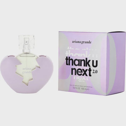 Ariana Grande Thank U Next 2.0 women’s Eau de Parfum bottle with floral and fruity design, featuring the signature perfume branding.