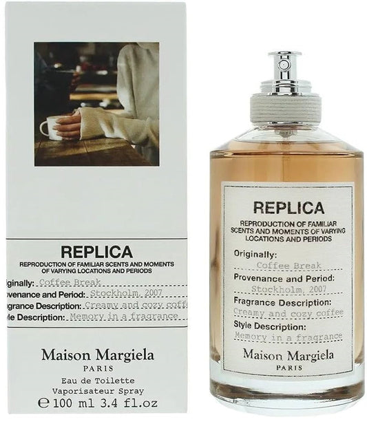 Maison Margiela Coffee Break unisex Eau de Toilette bottle with minimalist design and neutral tones.
