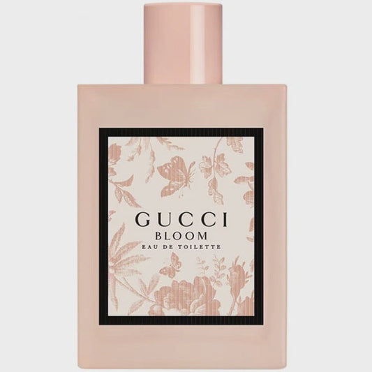 Gucci Bloom Eau de Toilette for Women bottle with floral design and elegant packaging, showcasing Gucci's signature fragrance.