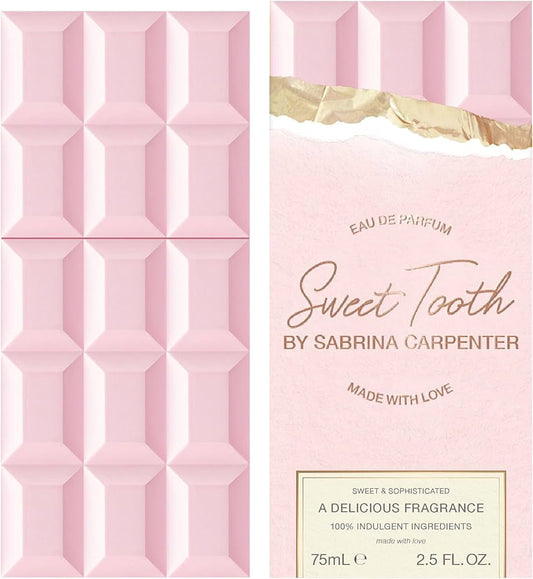Sabrina Carpenter Sweet Tooth women's EDP perfume bottle with floral and fruity design, featuring a sleek, modern appearance.