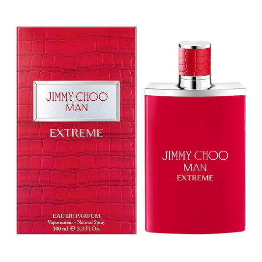Jimmy Choo Extreme for Men Eau de Parfum bottle, sleek design with dark accents, showcasing the luxurious Jimmy Choo fragrance.