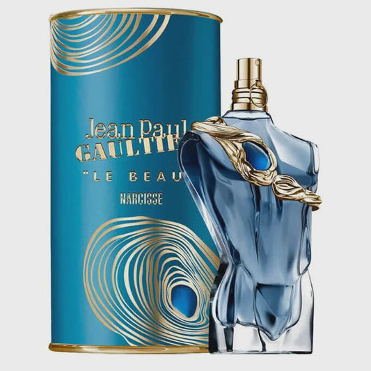 Jean Paul Gaultier Le Beau Narcisse for Men EDP bottle with sleek design and masculine fragrance notes.