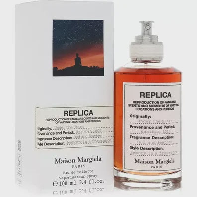 Maison Margiela Under the Stars men's EDT bottle with minimalist design and starry night-inspired label.