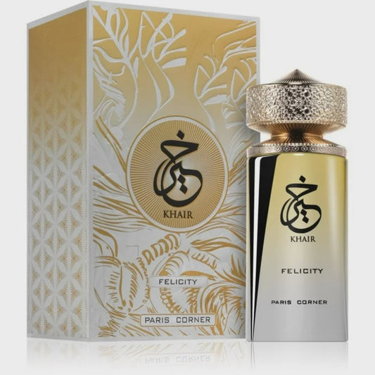 Paris Corner Khair Felicity Paris Corner EdP for women, elegant perfume bottle with floral and oriental fragrance notes.