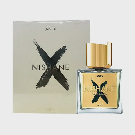 Nishane Ani X Unisex EDP perfume bottle with elegant design and clear label, placed on a neutral background.