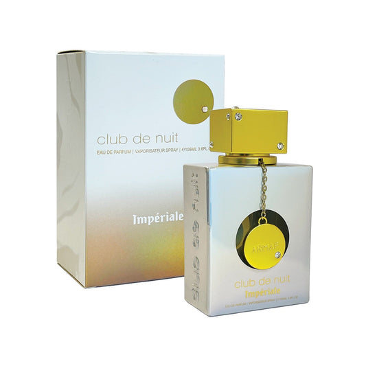 Armaf Club de Nuit White Imperiale for Women EDP perfume bottle with elegant white design and silver accents.