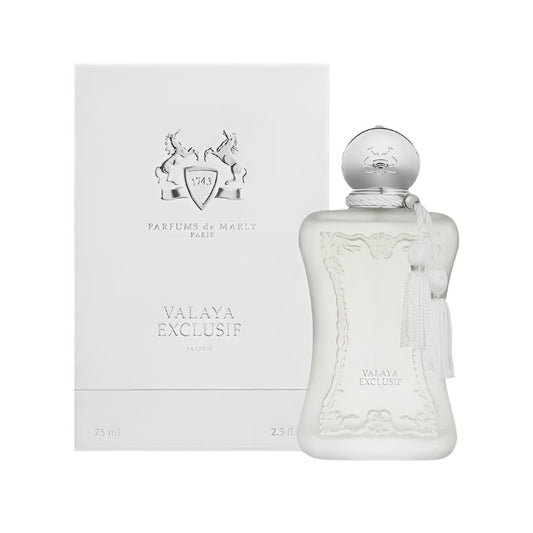 Valaya Exclusif Parfums de Marly women's EDP bottle with elegant design, 75ml size, showcasing luxurious fragrance packaging.