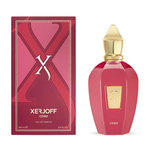 Xerjoff Coro unisex EDP perfume bottle with elegant design, 100ml size, showcasing luxurious fragrance packaging.