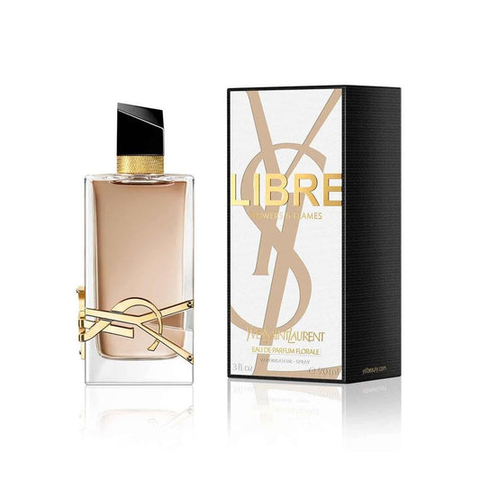 Yves Saint Laurent Libre Flower & Flames Eau de Parfum 3oz bottle with floral and fiery design, for women.