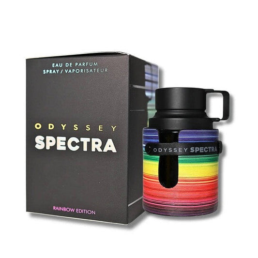 Odyssey Spectra Rainbow Edition unisex perfume spray by Armaf, featuring colorful rainbow design on the bottle.