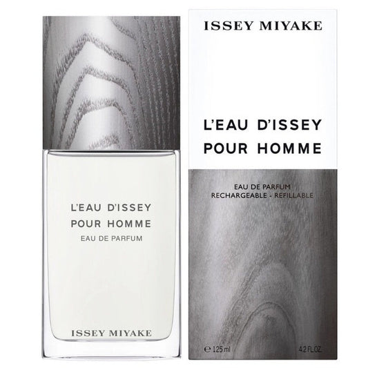 Issey Miyake L'Eau D'Issey men’s Eau de Parfum spray bottle, 4.2 oz, with elegant design and fragrance details visible.