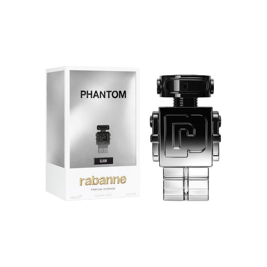 Paco Rabanne Phantom Elixir men's Eau de Parfum bottle with sleek design and dark purple accents.