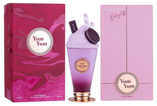 Armaf Yum Yum for Women perfume bottle with floral and fruity design, showcasing the elegant packaging of the Armaf EDP fragrance