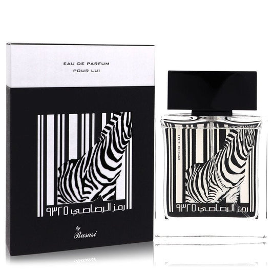 Rasasi Rumz 9325 Al Pour Lui men's Eau de Parfum bottle with sleek black and silver design.