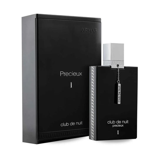 Armaf Club de Nuit Precieux unisex Eau de Parfum bottle with elegant packaging and a sleek design.