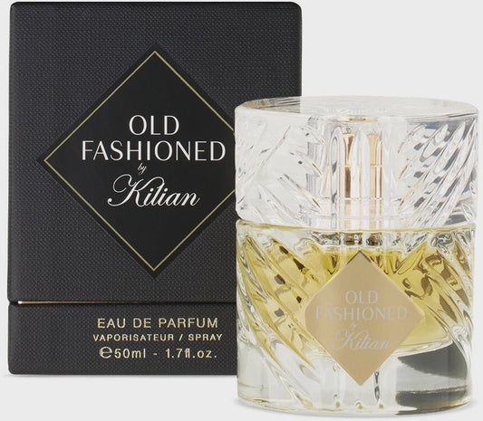 By Kilian Old Fashioned unisex EDP bottle with a sleek design and elegant cap, set against a neutral background.